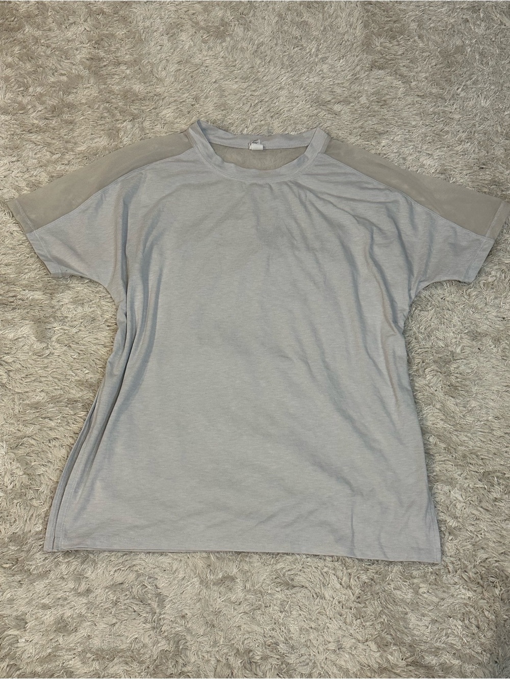 Athleta Mesh Panel Studio Tee Gray Relaxed Fit Tee - Medium